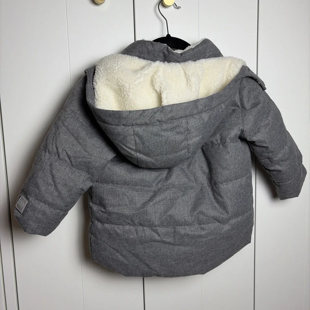 Any Gap Toddler Cold Control Max Puffer Jacket 2 Years Dark Gray Sherpa Lining